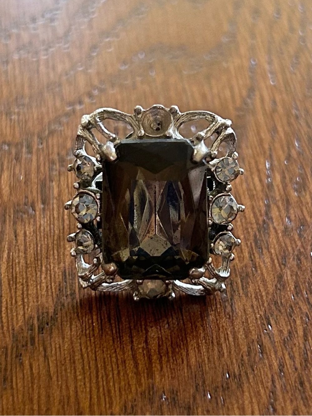 Sarah Coventry Rhinestone & Silver-tone Ring, Adjustable